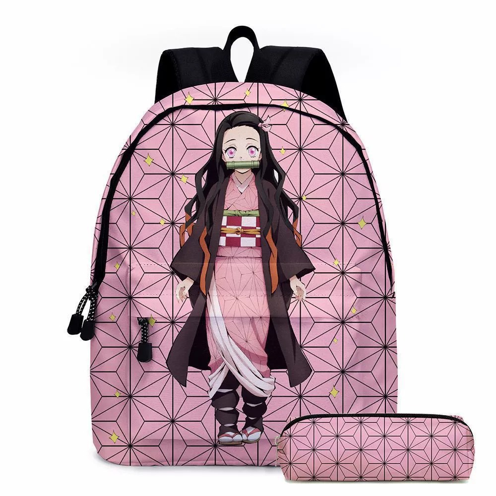 Laptop Accessories Organizer Bag - アニメデーモンスレイヤーバックパック鉛筆ケース 2 個セットプリント学生スクールバッグ大容量ラップトップブックバッグ文具ポーチギフト