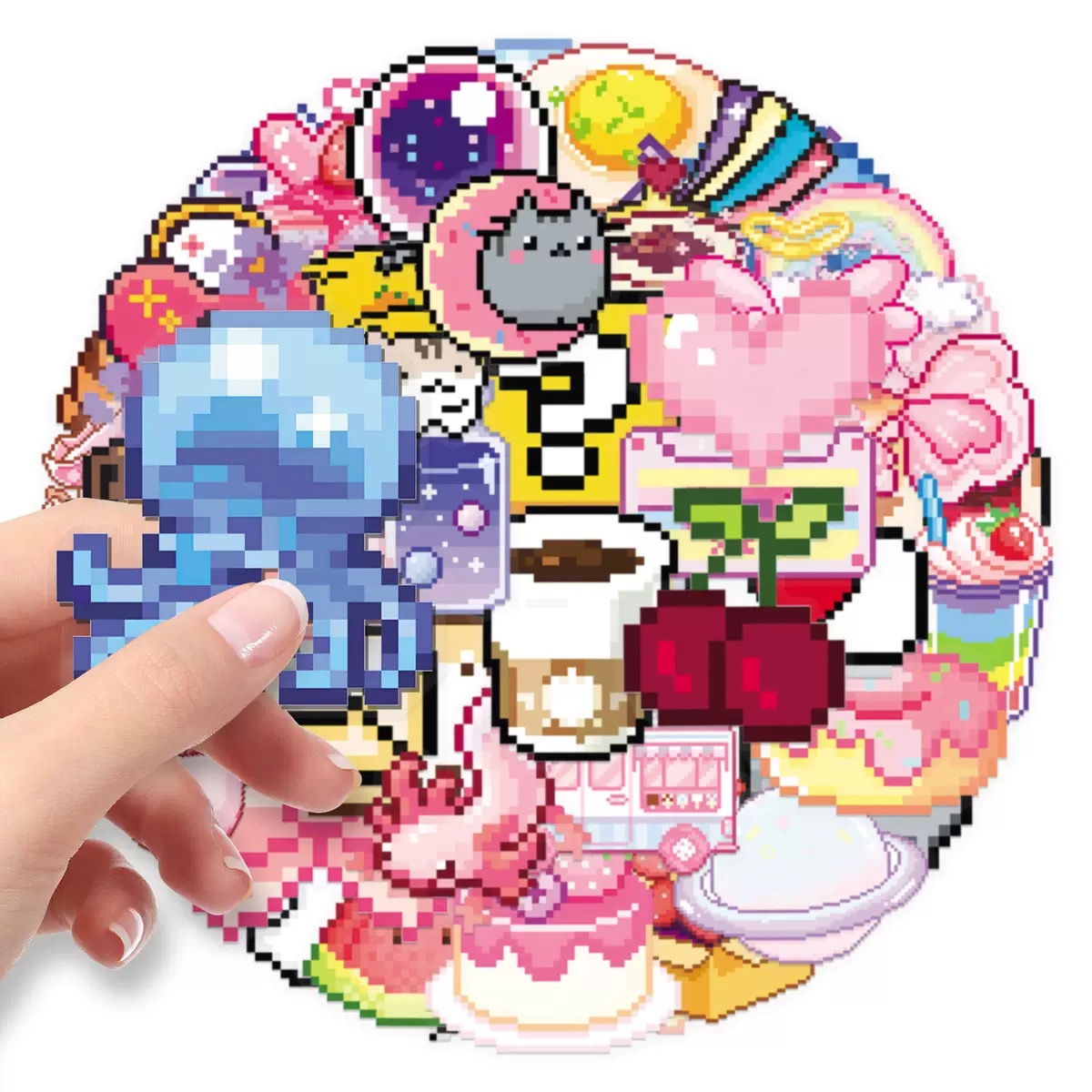 10/50 個かわいいピンクピクセル女の子透明ステッカーイン - Laptop Accessories Girly のレビューと価格