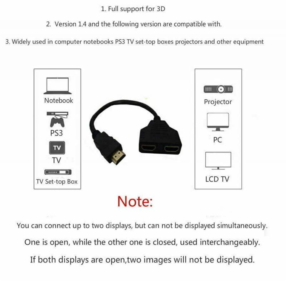 HDMI対応スプリッターアダプターケーブル 1オス-2メス  - Xbox Laptop Accessories のレビューと価格