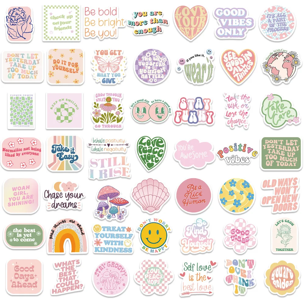 10/50/100 個ピンク感動的な言葉ステッカー落書き V - Laptop Accessories Girly のレビューと価格