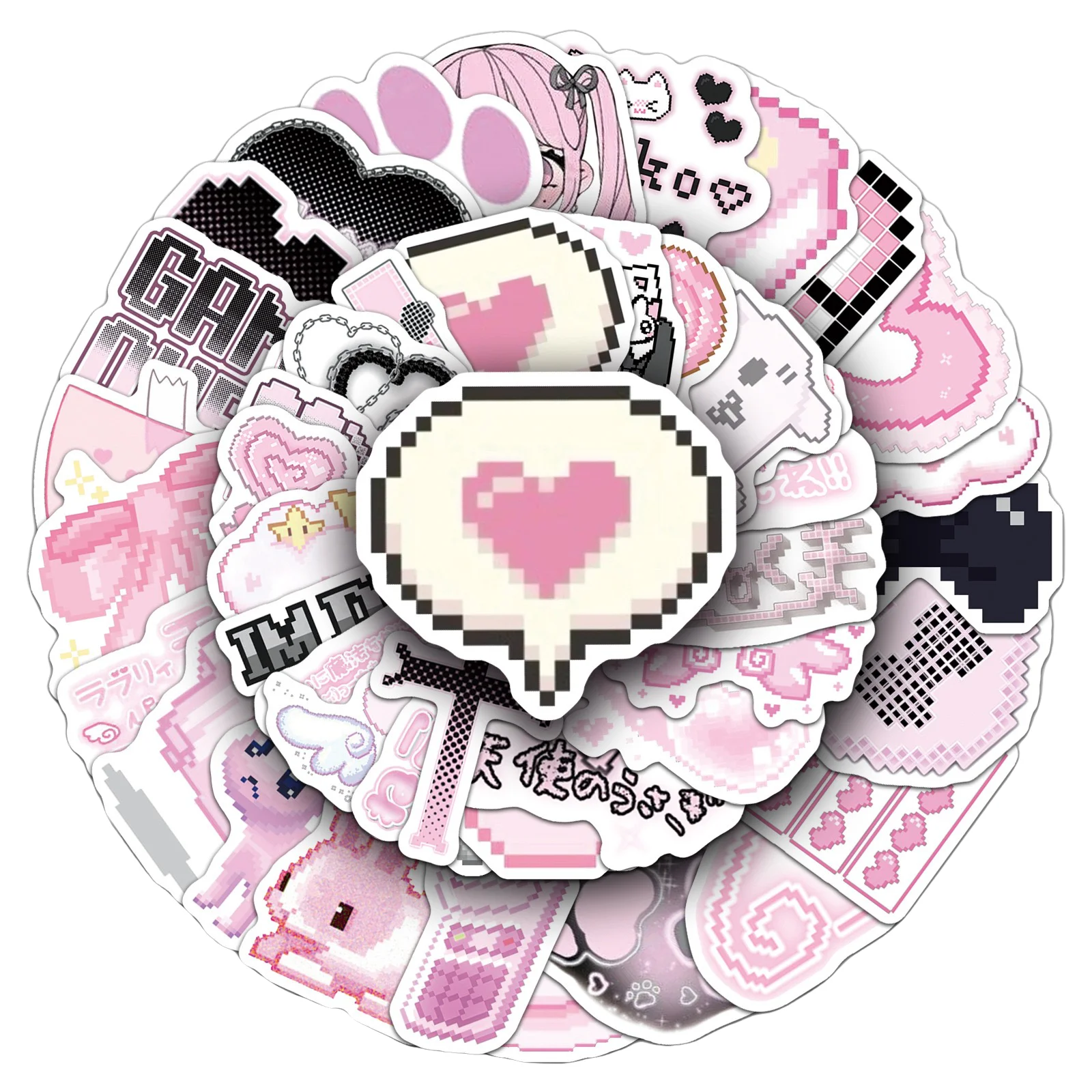 10/30/50 個かわいいピクセルピンクゴスガールズ落書き - Laptop Accessories Girly のレビューと価格