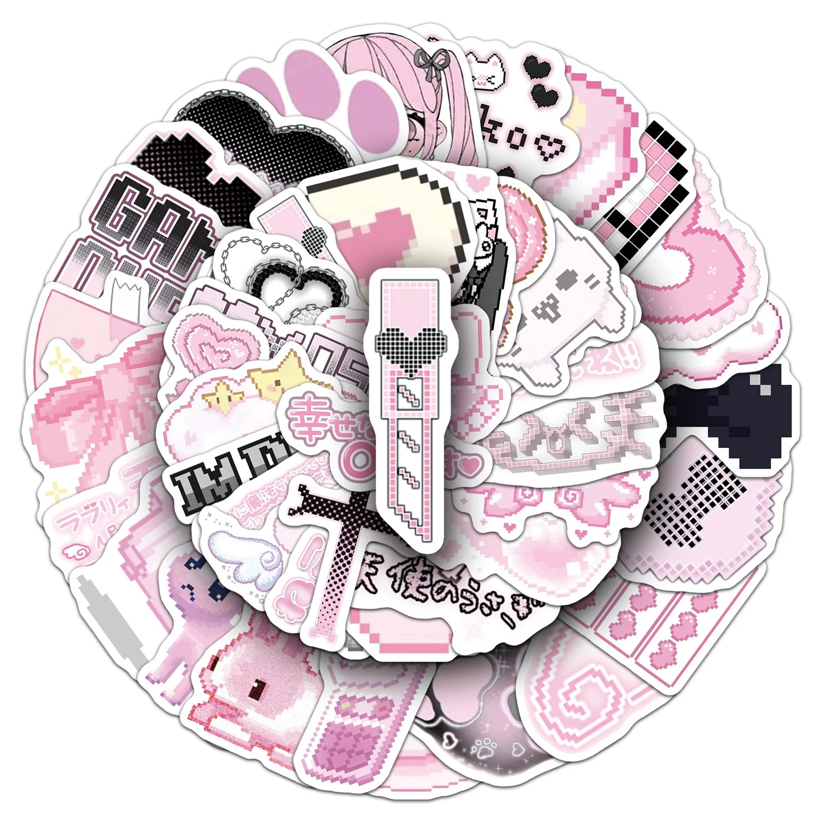 10/30/50 個かわいいピクセルピンクゴスガールズ落書き - Laptop Accessories Girly のレビューと価格