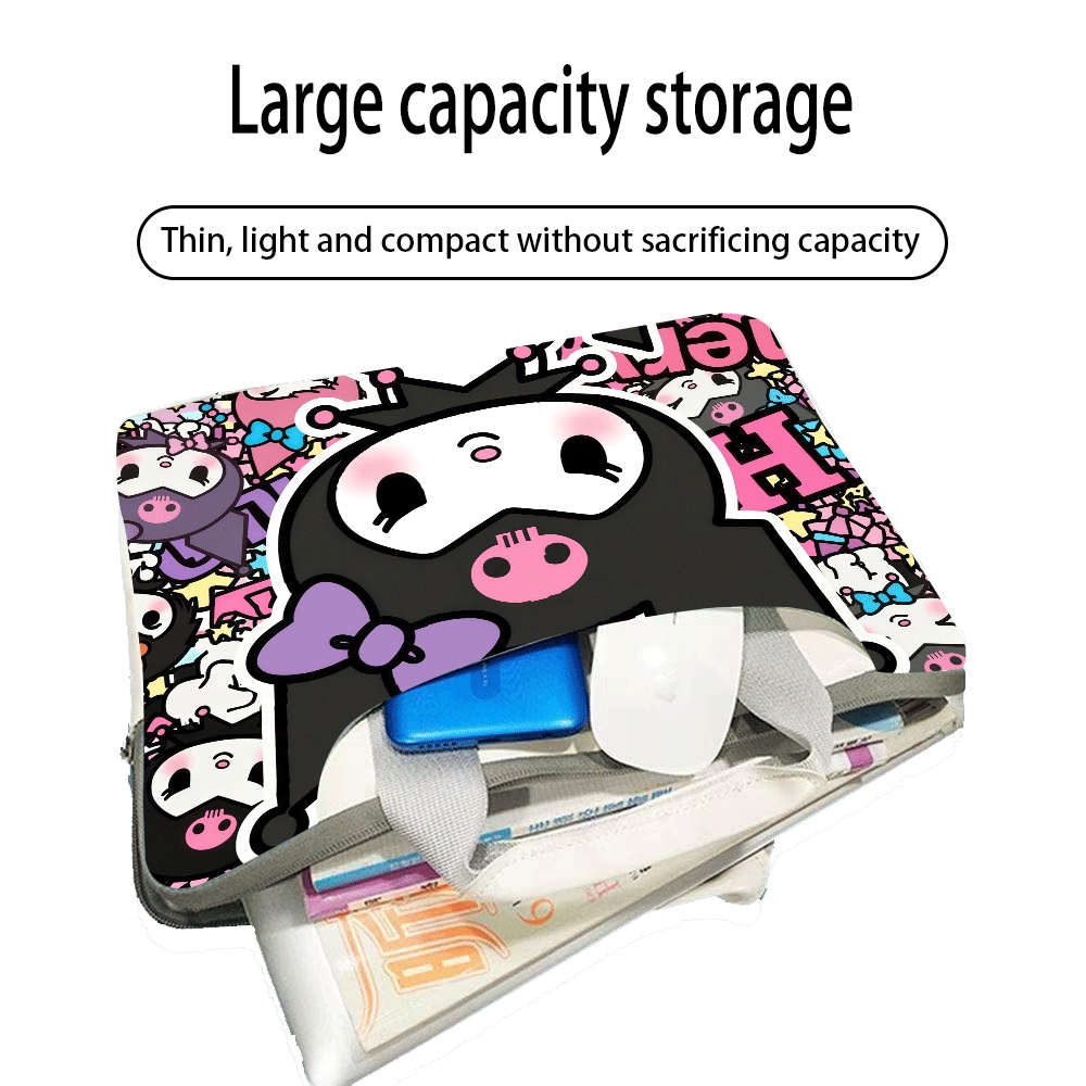 かわいい漫画の動物猫柄ポータブルノートパソコンバッグ、Mac - Laptop Accessories Organizer Bag のレビューと価格