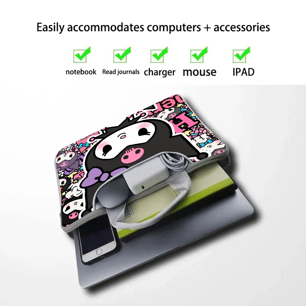 かわいい漫画の動物猫柄ポータブルノートパソコンバッグ、Mac - Laptop Accessories Organizer Bag のレビューと価格