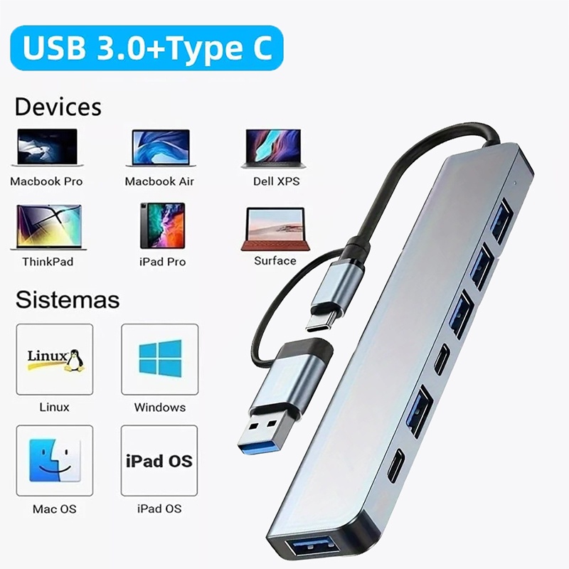 2in1 USB3.0ハブ 7ポート Type-C拡張スプリ - Laptop Accessories Macbook のレビューと価格