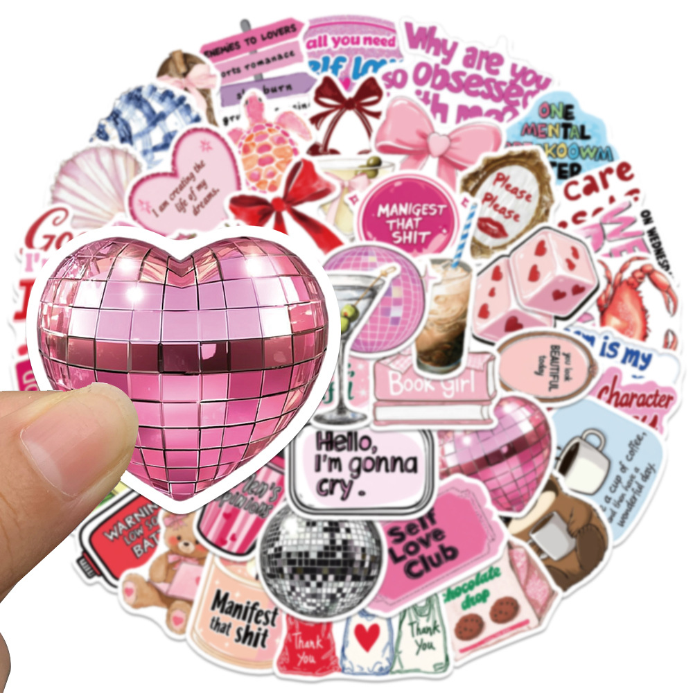50 個ピンクインスピレーションガールステッカー漫画クリエイ - Laptop Accessories Girly のレビューと価格
